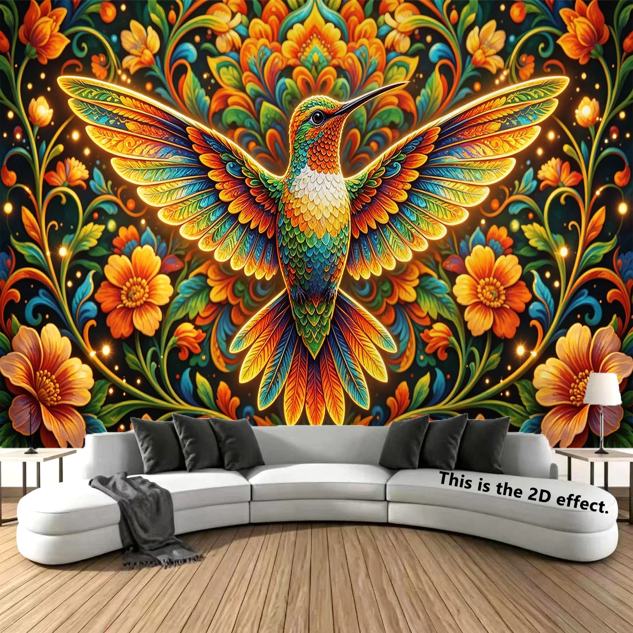 Vibrant Hummingbird Floral Background Cloth Hanging Cloth Bedroom Bedside Decorative Wall Cloth Dormitory Tapestry