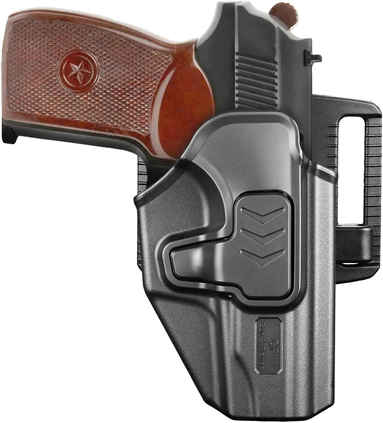 

Подходит для Makarov PM, полимерная кобура OCOB, открывание пальцев с индексом, 360 градусов ° Регулируемая тактическая петля для ремня подходит для ширины 1,5-2,25 дюйма, правая рука