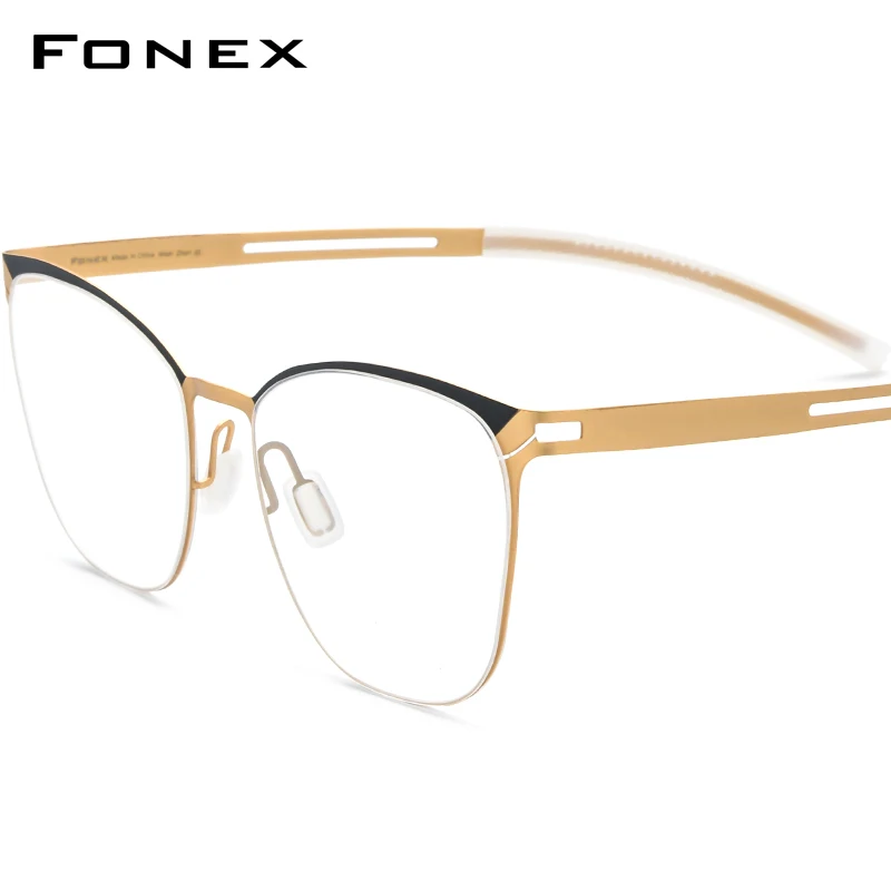FONEX B Titanium Glasses Frame Men Brand Design Square Eyeglasses Ultralight Thin Silicone Screwless Japanese Eyewear 8527