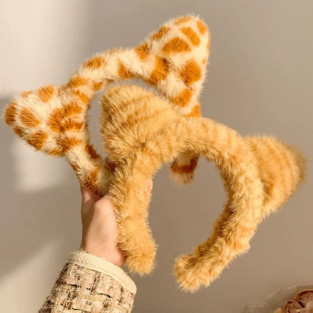 新しいぬいぐるみ洗濯ヘッドバンド漫画タイガー柄猫耳ヘッドバンドヒョウスポットヘアピン