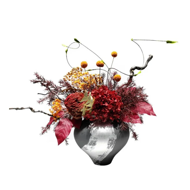 

Simulation flower art red immortal flower dried arrangement combination tea room entrance decorative