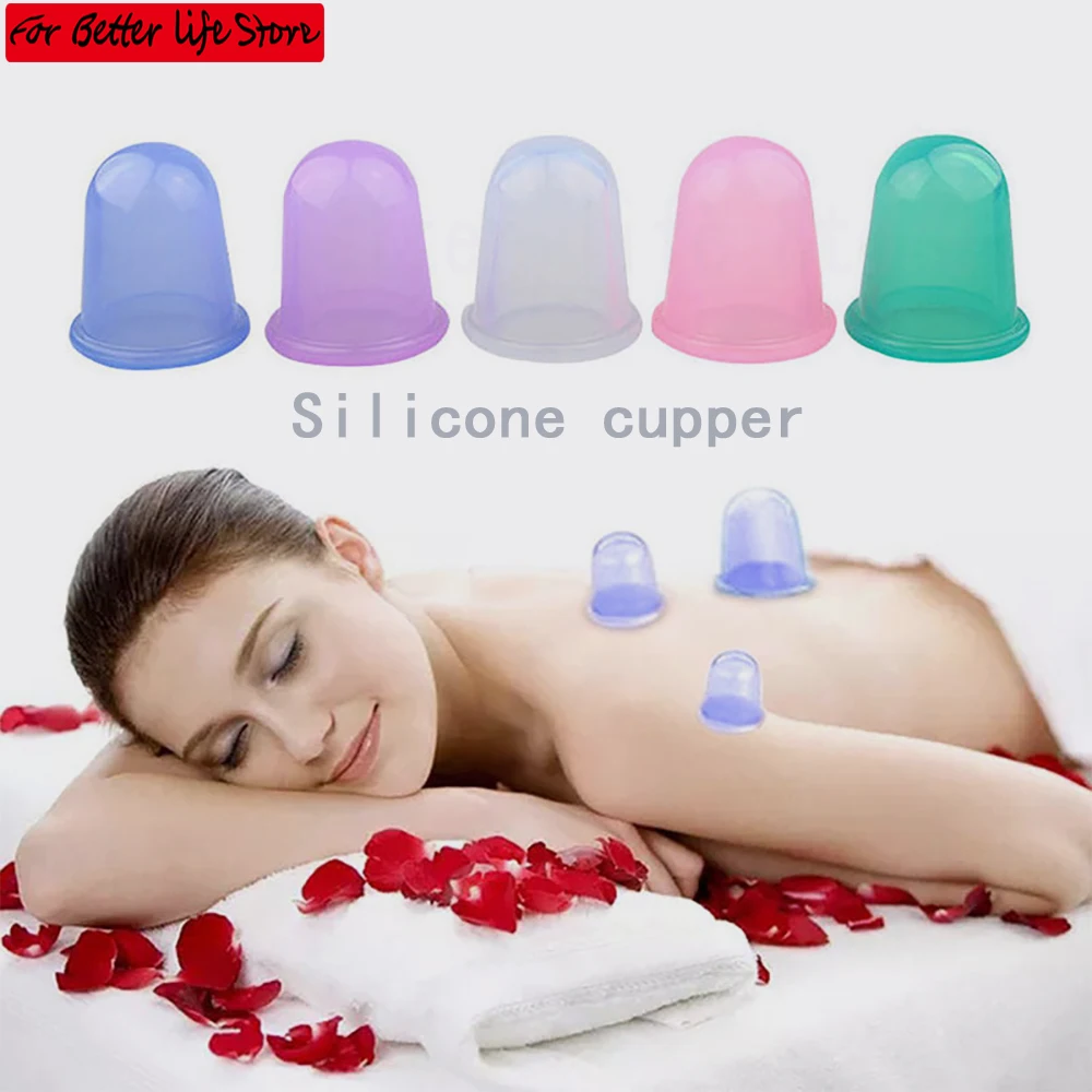 4PC Silicone Vacuum Suction Cup Massager Body Facial Suction Cup Massage Suction Cup Anti-cellulite Vacuum Treatment Massager