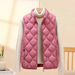 Lightweight Women's Down cotton Vest Jacket Mom Stand collar Waistcoat Autumn Winter Short Warm Vest Coat Casual Outwear Top