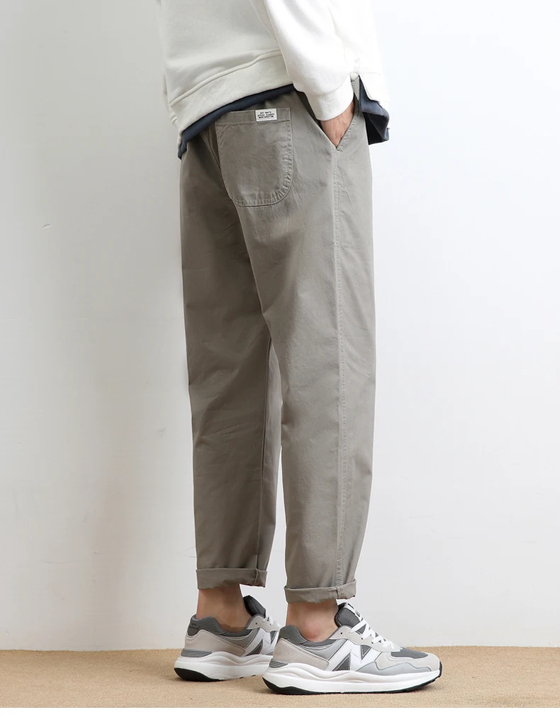 High Quality Summer Thin Men's Casual Pants 95%Cotton Breathable Solid Color Outdoor Elastic Waist Chino Trousers Male Amekaji
