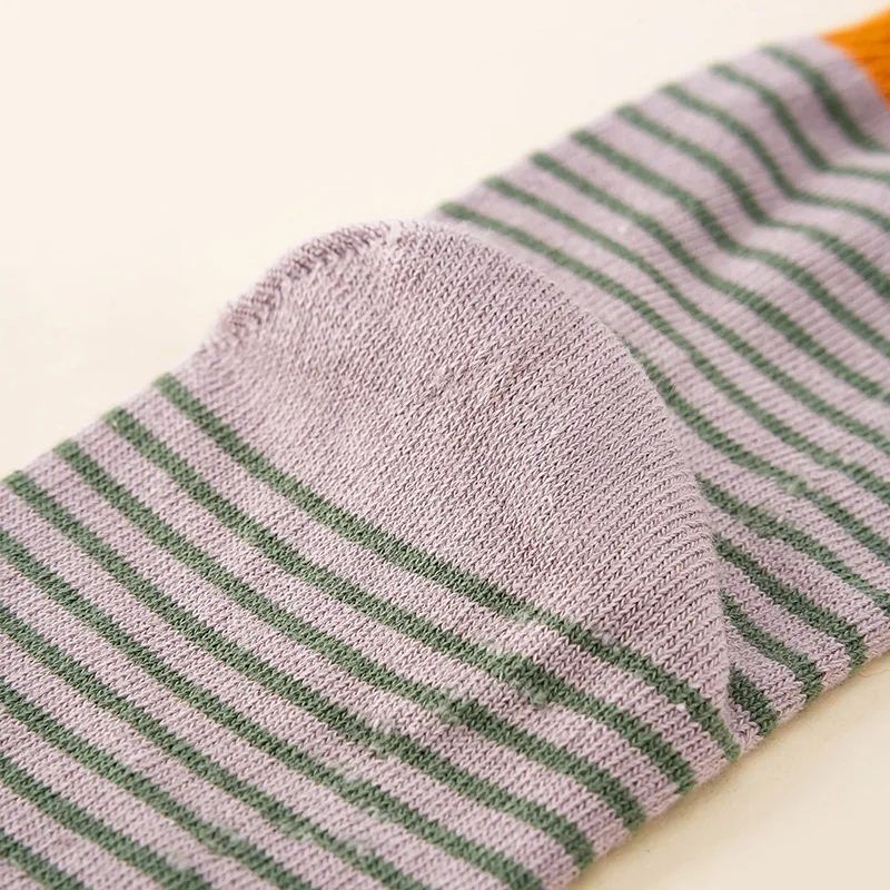 3 Pairs Autumn Winter Five Finger Socks Women Girls Combed Cotton Warm Sock Fashion Striped Mid-Tube Sport Style Crew Toe Socks