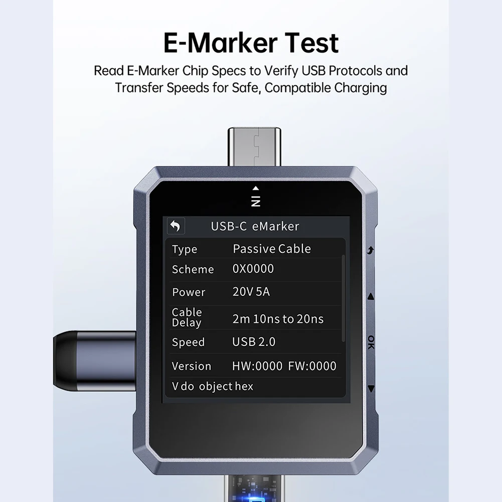 High for Power Monitor for pd 3.1 USB-C Tester 20-bit for adc Chip 7-digit Resolution Real-time Visualization For High-wattage