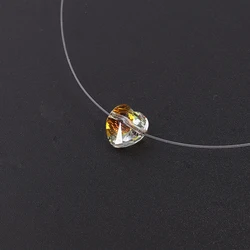 Baffin Women Invisible Line Necklace Simple Heart Crystals From Austria Pendant Choker Transparent Fishing Line Collier Femme