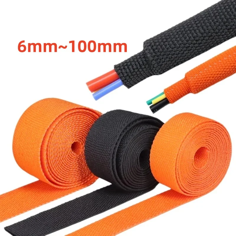 Braided Cable Sleeve PET 2:1 Heat Shrink Tube Insulation Flam Retardant Shrinkable Wire Wrap Sheath Protection Cable Organizer