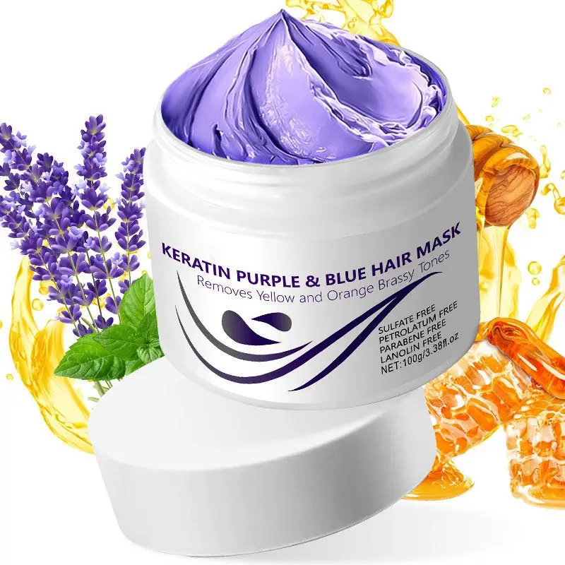 

100g Purple Keratin Hair Mask Keratin Treatment Hairs Conditioner Hair Care Essential Nourishing for Dry Damaged Hair Repairs