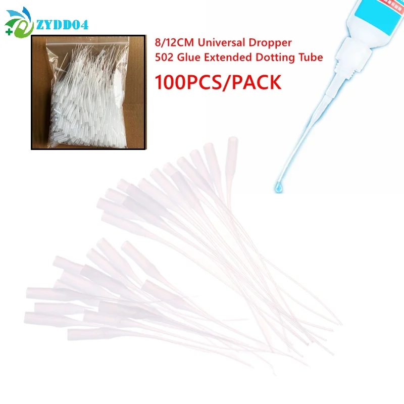●100Pcs 8/12CM Precision Glue Applicators For Crafts And Laboratory Dispensing Universal Dropper 502 Glue Extended Dotting Tube