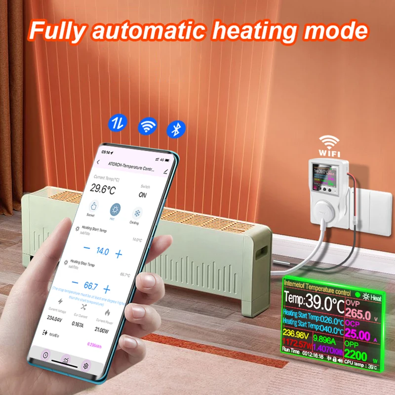 Wifi Tuya Thermostat Socket 16A AC 220V Digital Temperature Controller Socket Outlet Timer Switch Sensor for Heating Cooling