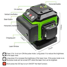 16/12 Lines Self-leveling Laser Level Outdoor Mode Receiver 3x360 Green Beam #6