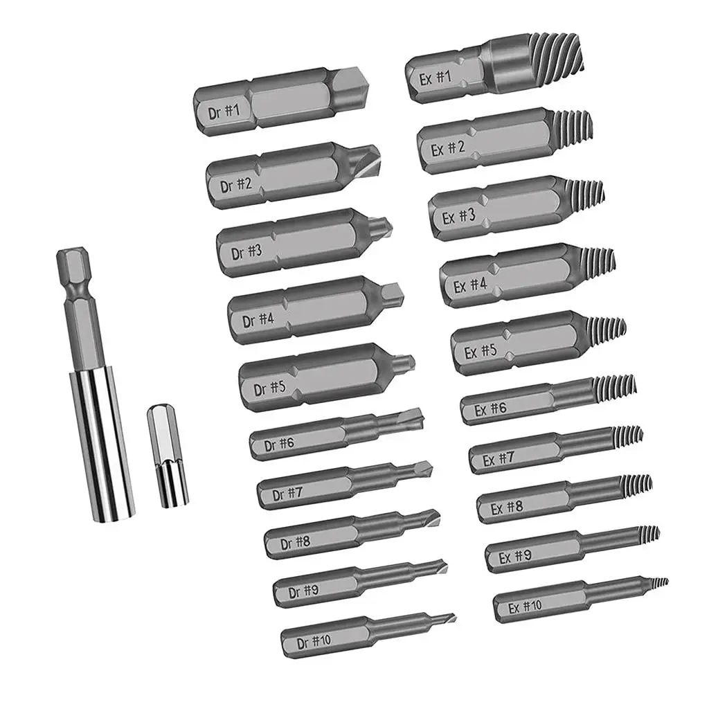 Danificado Parafuso Extractor Set, Brocas, Parafuso Set, Fácil Out, Alloy, 22