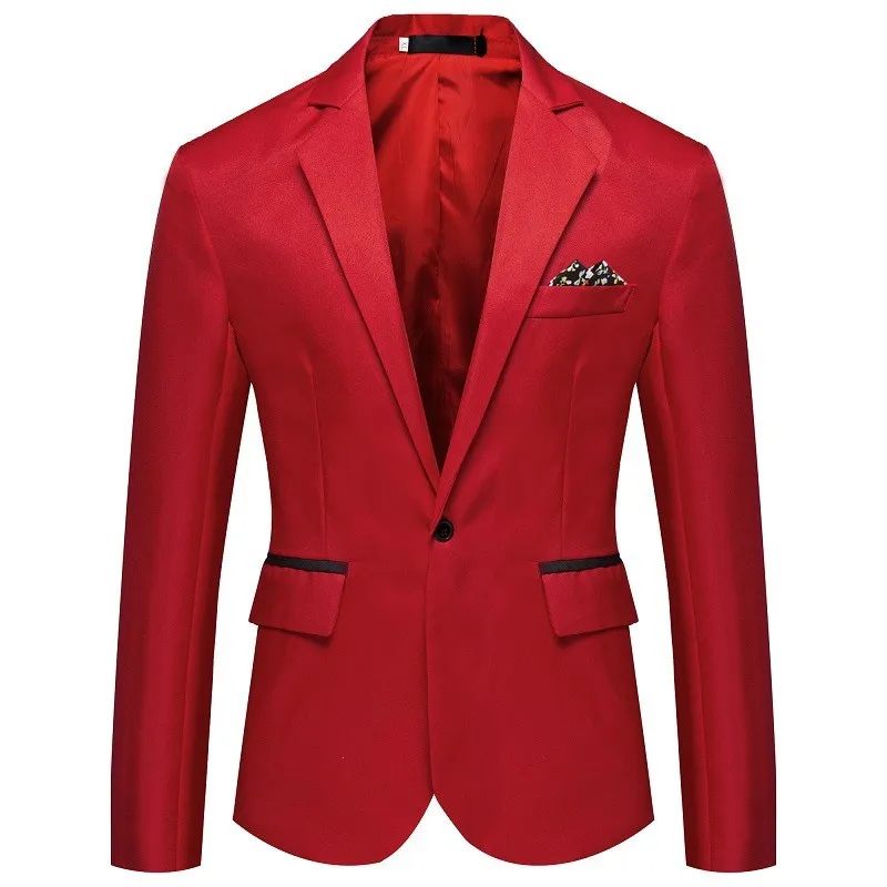 Casual Slim Fit Suit Business Formal with Regular Length Single Breasted One Button Front Long Sleeves Pocket Decoration Men