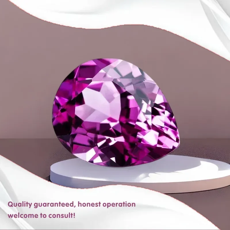 

J-Top Quality Lab Grown Sapphire Pear Shaped Hot Pink Color DIY Advanced Charms Jewelry Rings Making with Certificate