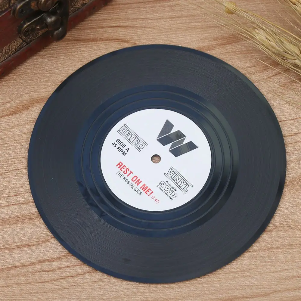 1PC Retro Record Coasters Anti-slip Vinyl Disk Coasters Creative Koffie Mok Cup Onderzetters Hittebestendig Pads Drinks Mat