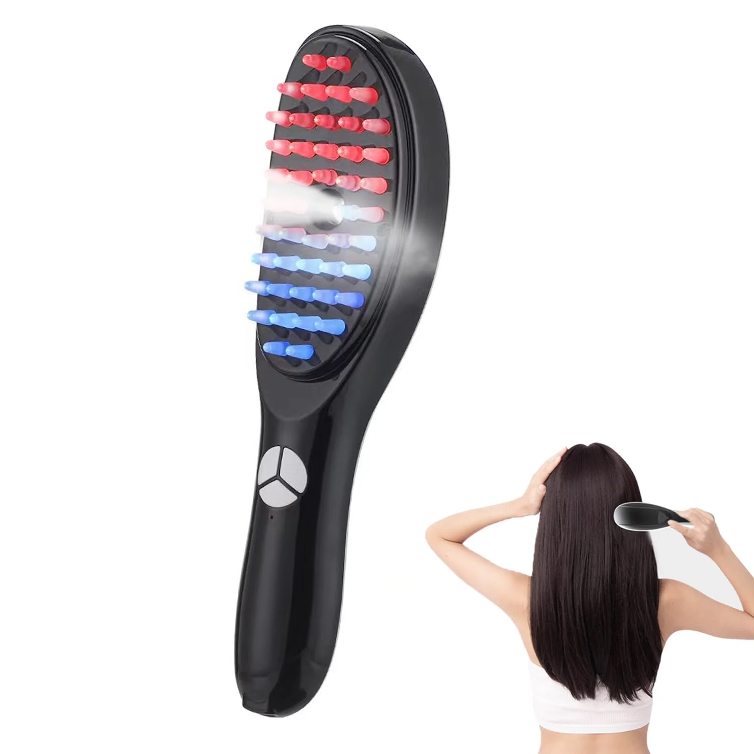 

3In1 Vibrated Hair Growth Brush With Red And Blue Light Therapy For Improve Overall Hair Health Scalp Stimulation Tool