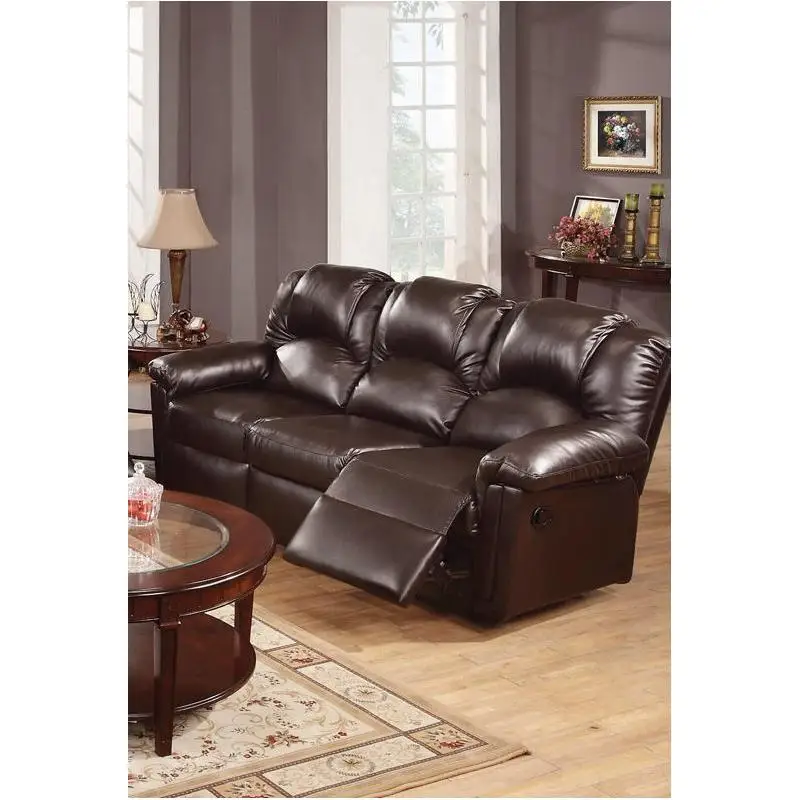 

Brown Bonded Leather Motion Sofa, 1-Piece Living Room Couch, Comfortable Seating for Home Decor