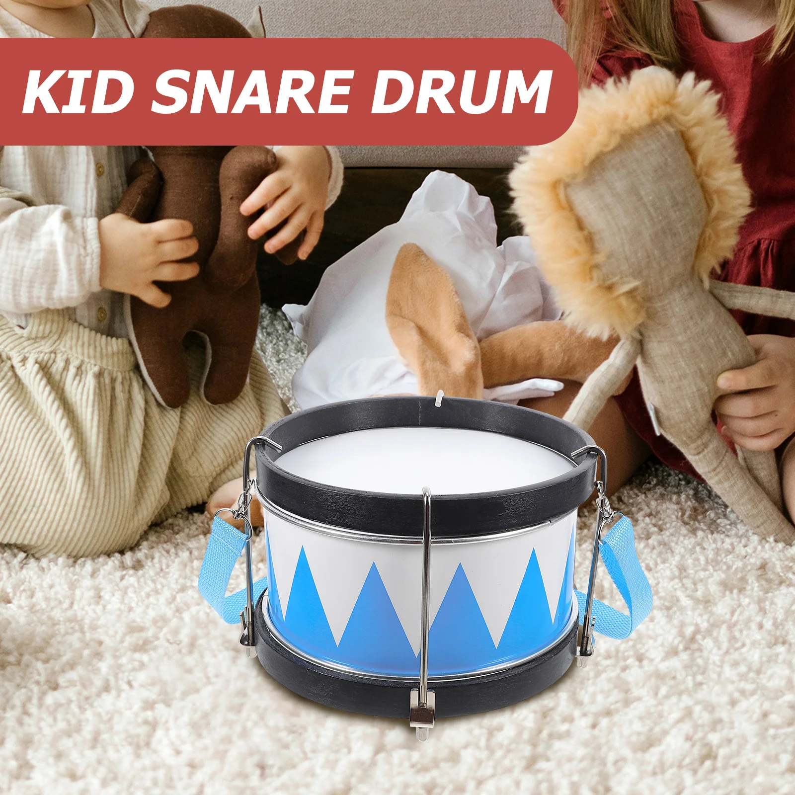 Kids Toys Snare Drum Instrument Double Sided Musical Instruments Blue for Child