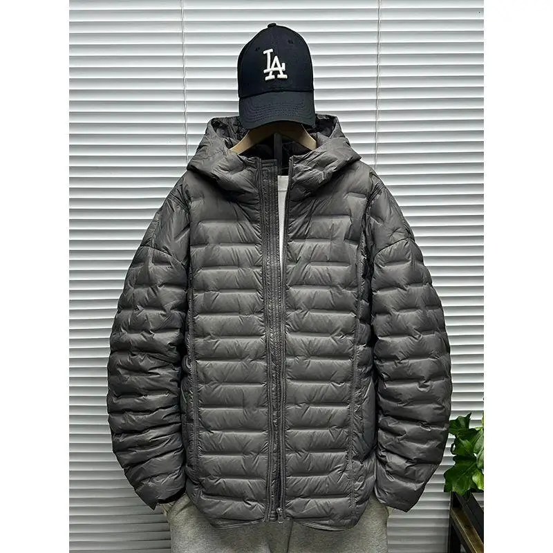 

Мужская легкая теплая куртка с капюшоном, утепленная пухом, оверсайз, белая, повседневная, модная, для отдыха