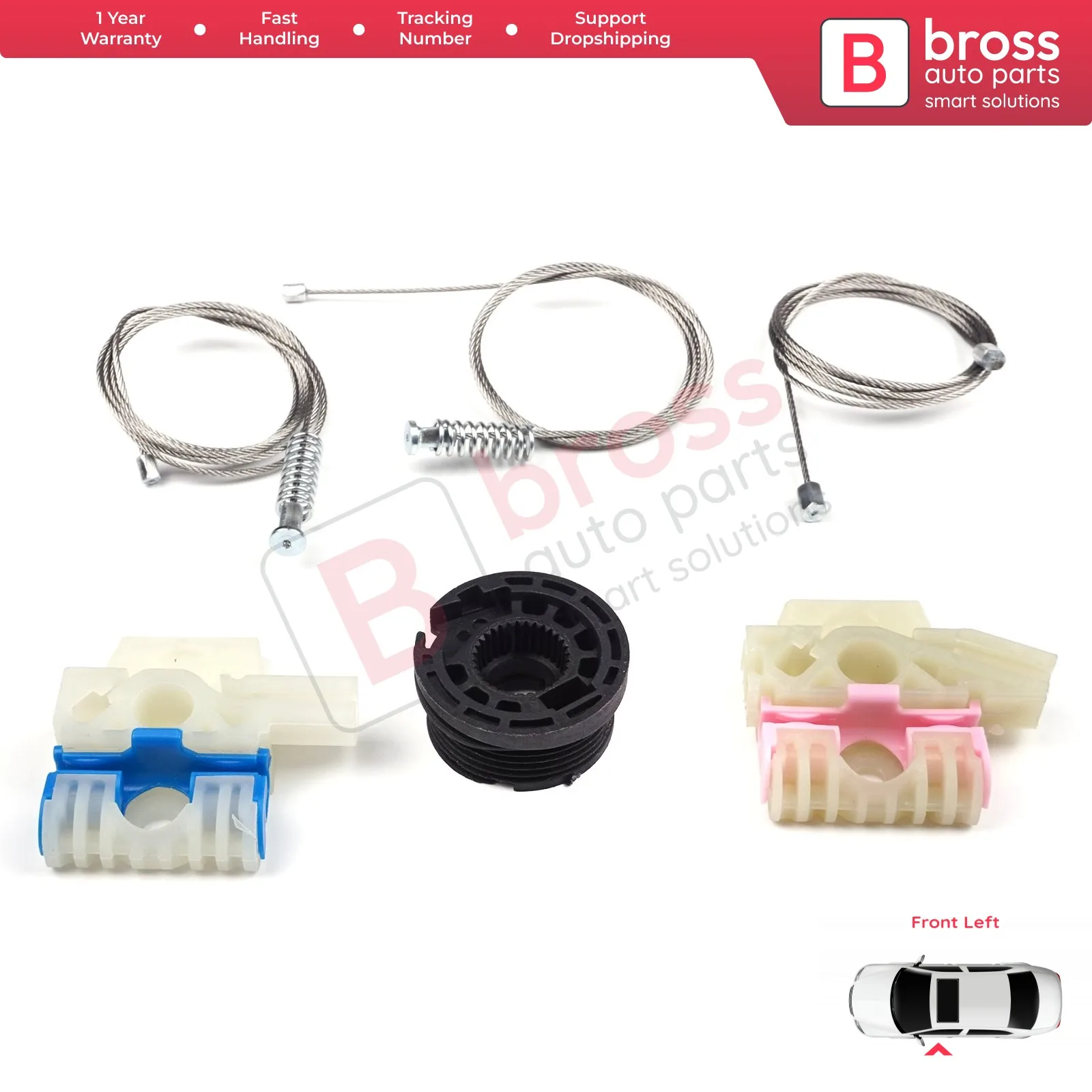 Bross BWR5056 Kit Perbaikan Regulator Jendela Daya Listrik Sisi Pintu Kiri Depan untuk VW Golf MK7 4/5 Pintu 20014 Pengiriman Cepat