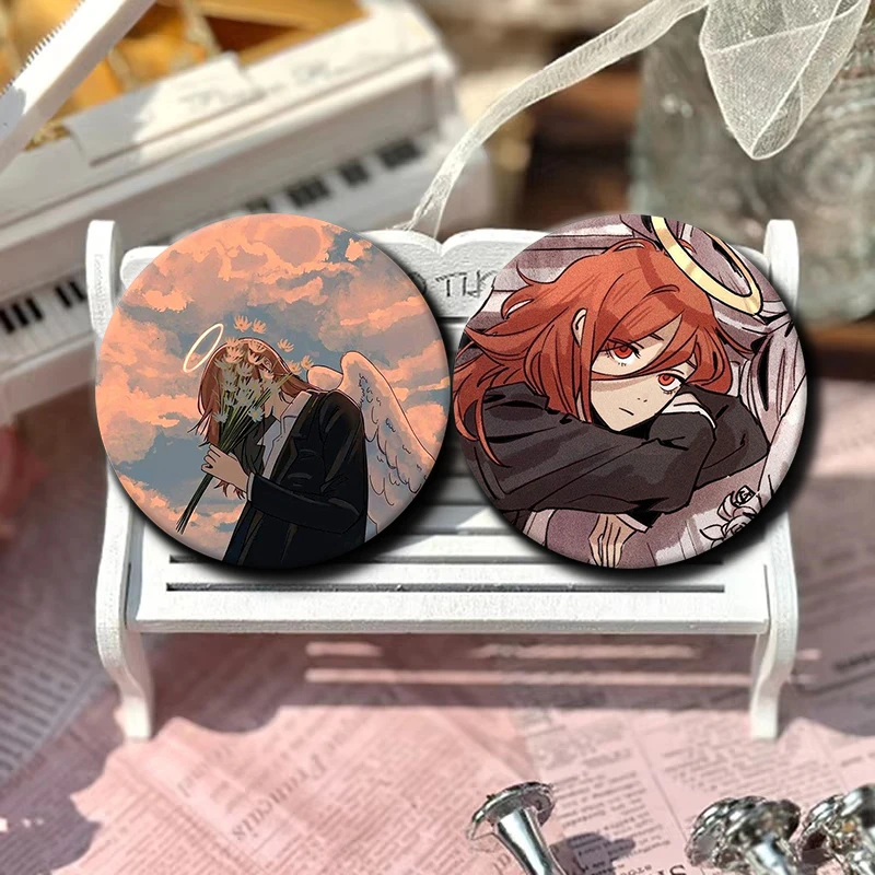 58mm Cartoon Character Angel Devil Button Pin Anime Role Angel Devil Brooch Creative Badge for Backpack Clothes Decoration Gift