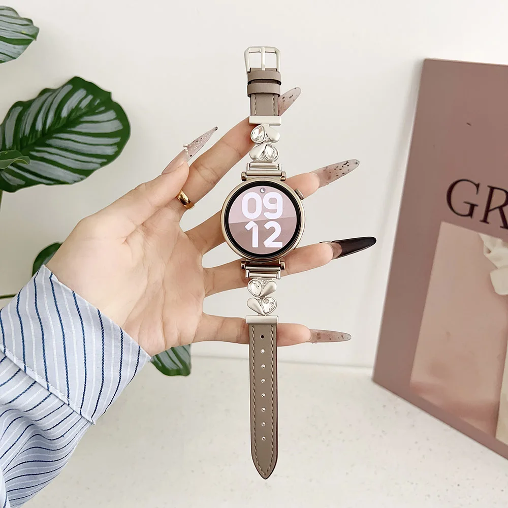 

18mm Leather Metal Watch Band Replacement 20mm Bracelet for Garmin Venu 2S 3S/ Huawei GT 4/ GT5 41MM/ Galaxy Watch 4 Classic