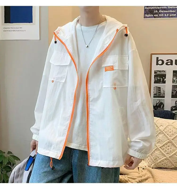 Workwear hooded sun protection suit for men and women, thin and breathable, comfortable and loose jacket, trendy jacket, cool a