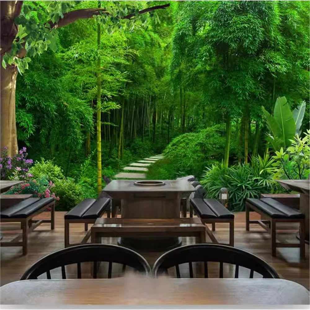 Customized 3D murals jungle paths forests nature wallpapers bamboo forests scenic wall coverings murals  papel de parede
