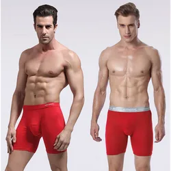 Extra Long Men Underwear Modal Big Red Plus Size 5XL 6XL 7XL Loose Pantie Sports Boxers High Quality Underpants Male Boxershorts