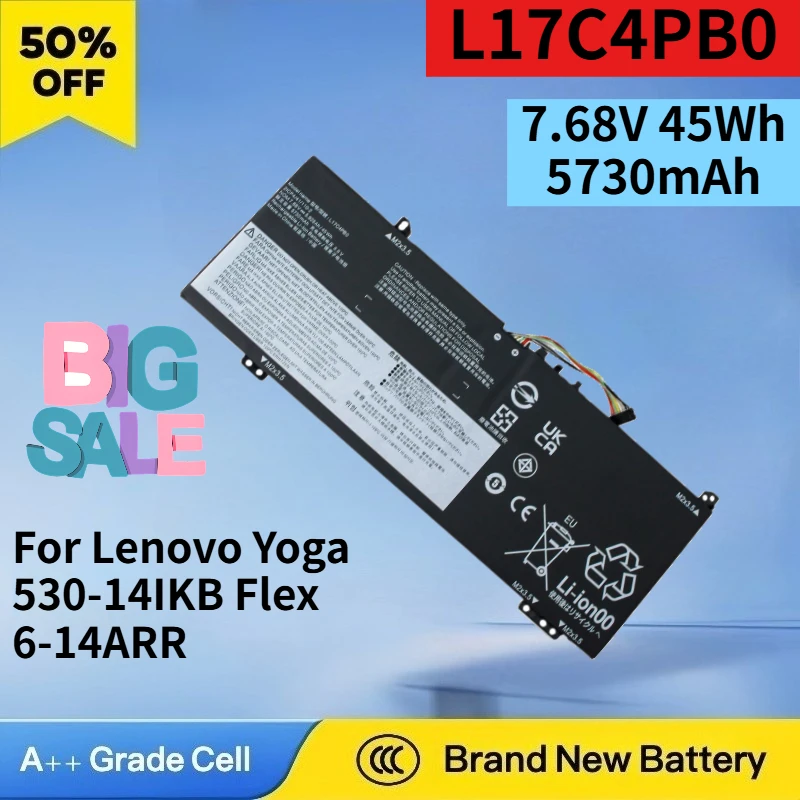 L17C4PB0 7.68V 45Wh 5730mAh Battery for Lenovo Yoga 530-14IKB Flex 6-14ARR 14IKBR 14IWL 15IKBR 15ARR High Quality Laptop Battery