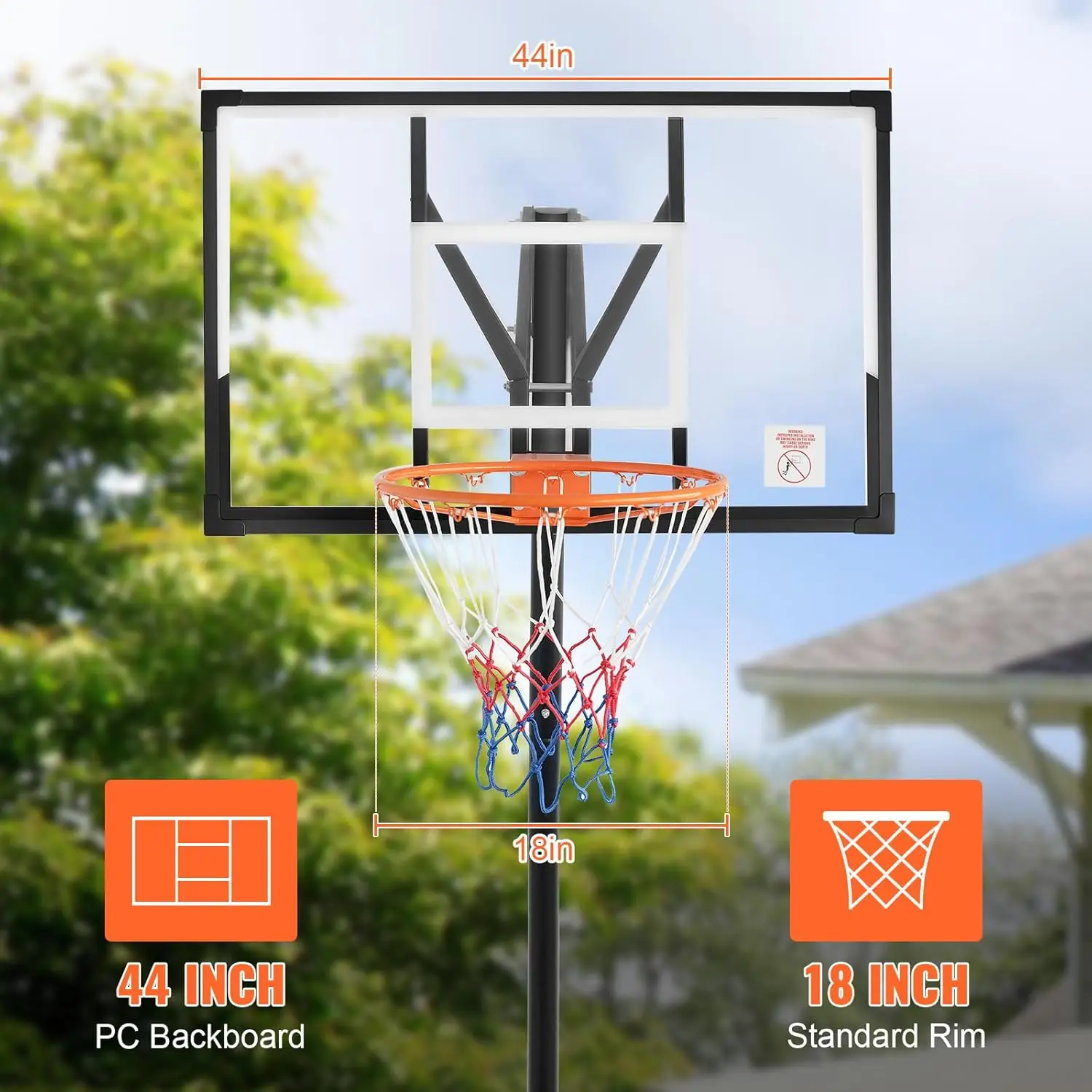 Basketball Hoop Outdoor, 5.2-10FT Height Adjustable Portable Basketball Hoops with 44 Inch Shatterproof Backboard