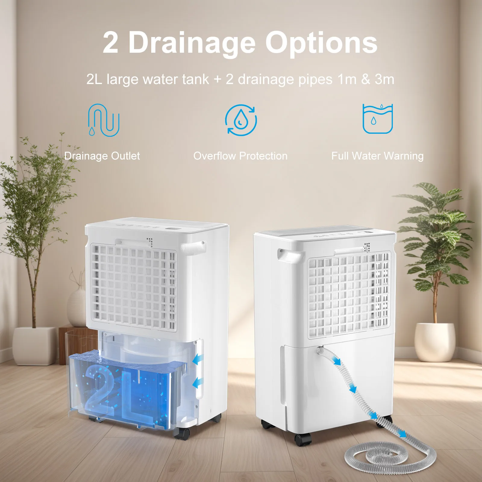 2L Portable Quiet Dehumidifier for Home, Efficient Air Dryer for Moisture, Mould Damp, 12L/Day, Ideal for Bedrooms, Basements