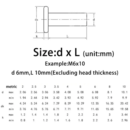 Imagen 2 del producto 10-200 Uds remache sólido de aluminio cabeza plana punzón de percusión manual remaches fijos de golpe autoenchufables M2 M2.5 M3 M4 M5 M6 M8 GB109