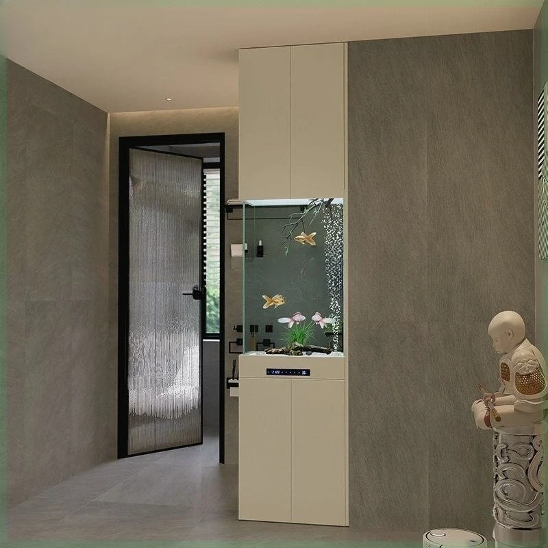 

Living room entry bathroom wet and dry separation partition screen half wall cabinet