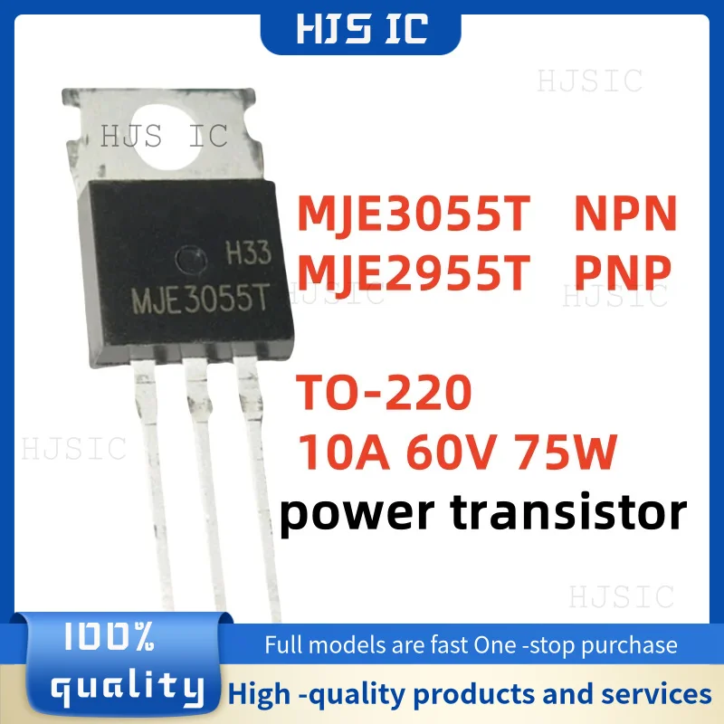 10pairs=20PCS NEW 100% quality MJE3055T MJE3055 3055T MJE2955T MJE2955 2955T TO-220 10A 60V NPN/PNP power transistor electronics