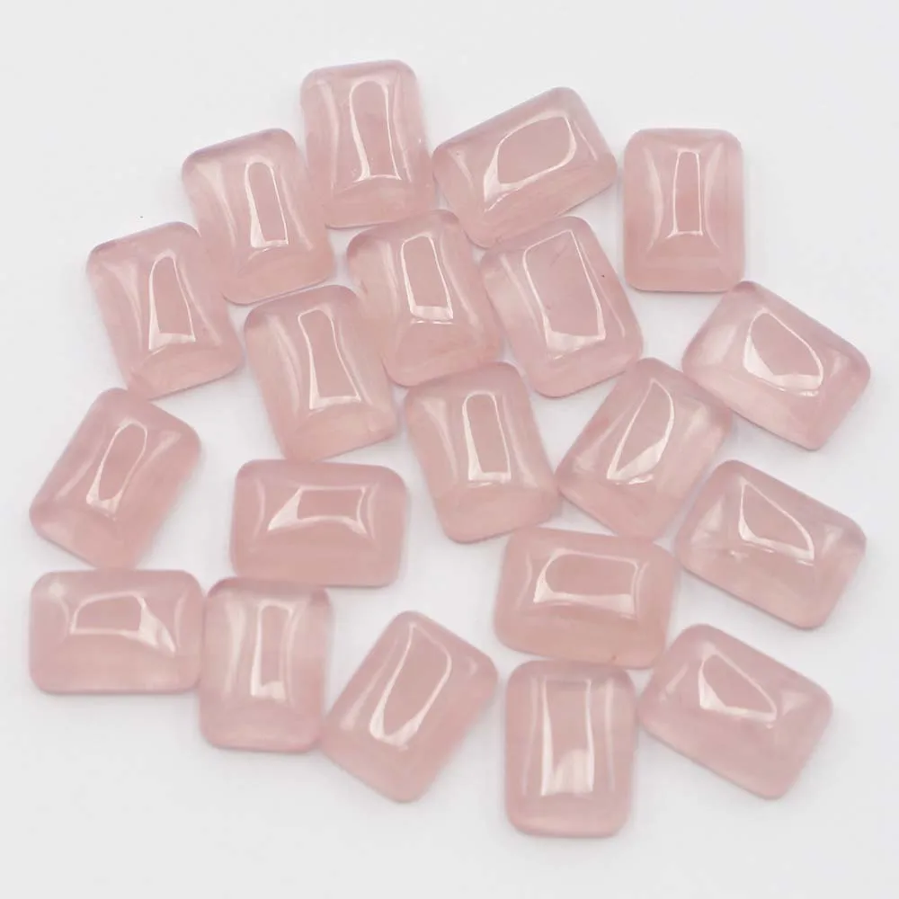 Natural Stone Rose Quartz Square Shape CAB Cabochon Bead for Jewelry&Clothes Accessories 14x10mm Wholesale 50Pcs Free Shipping