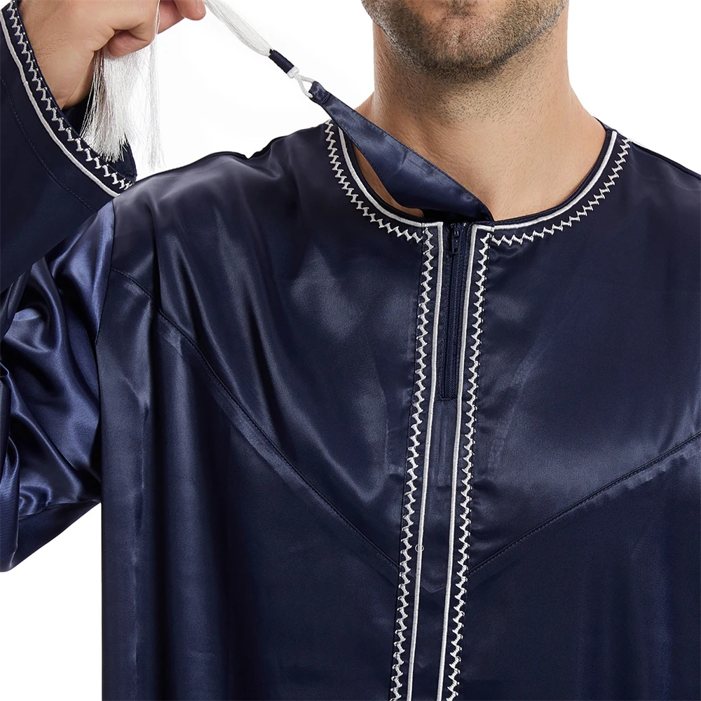 Dishdasha Eid Mubarak Djellaba hombres bata musulmana Islam ropa vestido con borlas Ramadán Dubai Turquía Abaya Kaftan Abayas Jubba Thobe