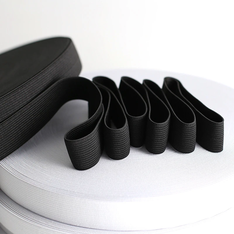 5 متر الخياطة شريط مرن الثقيلة تمتد مرونة عالية متماسكة شريط مرن للخياطة حزام مطاطا أبيض أسود 10-60 مللي متر #2