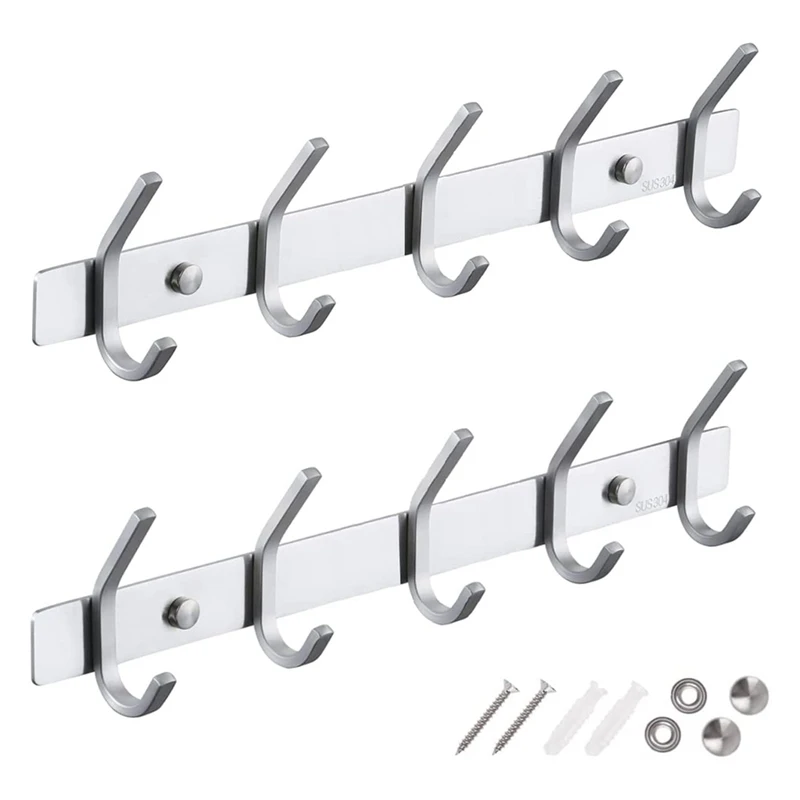 2Pcs Coat Racks For Wall - Stainless Steel Coat Hooks - Heavy Duty Coat Hooks Wall Mounted - Wall Hanger Wall Hooks