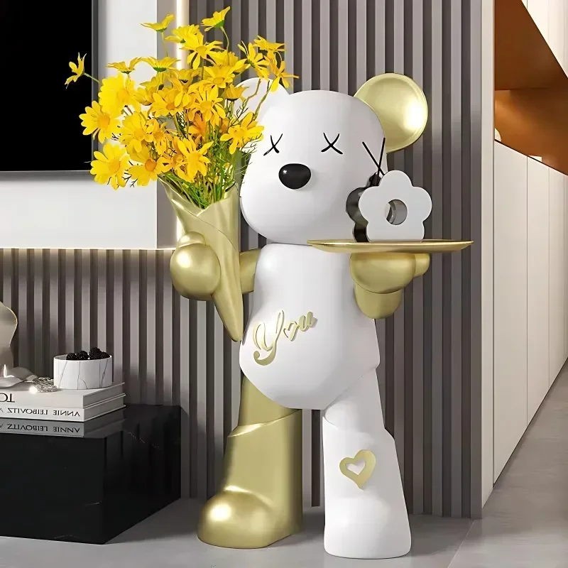 Internet Celebrity Violent Bear Vase Living Room Large Floor-standing Ornaments TV Cabinet Sofa Light Luxury High-end Sculpture