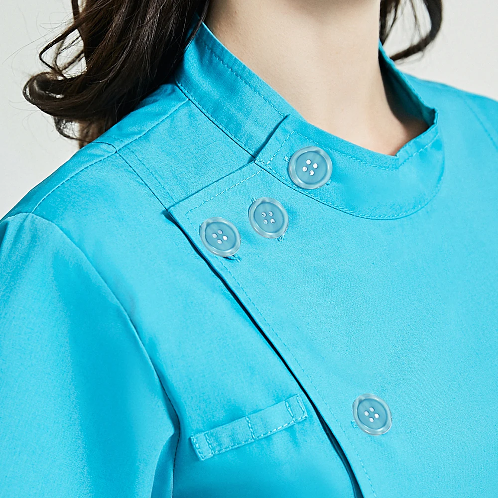 พยาบาล Scrubs Tops ผู้หญิง Workwear ร้านเสริมสวยทำงานเสื้อผ้าสปาชุดขัดเสื้อผ่าตัดเสื้อ Clinic ชุดทันตแพทย์ Overalls