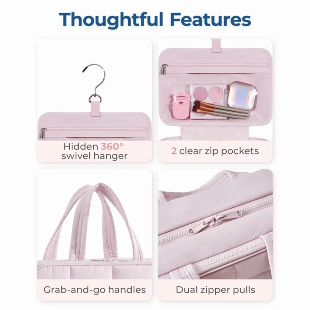 حقيبة يد من القماش لمستحضرات التجميل، مقبض متعدد الجيوب، حقيبة أدوات الزينة للسفر، سحاب للإغلاق، حقيبة مستحضرات التجميل النسائية ذات سعة كبيرة، أدوات الزينة للجنسين #2