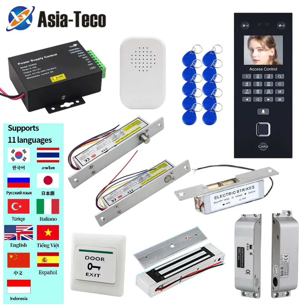 

TCP/IP Biometric Face Attendance System Kits Fingerprint Reader Time Clock Employee Access Control Electronic Device with Locks