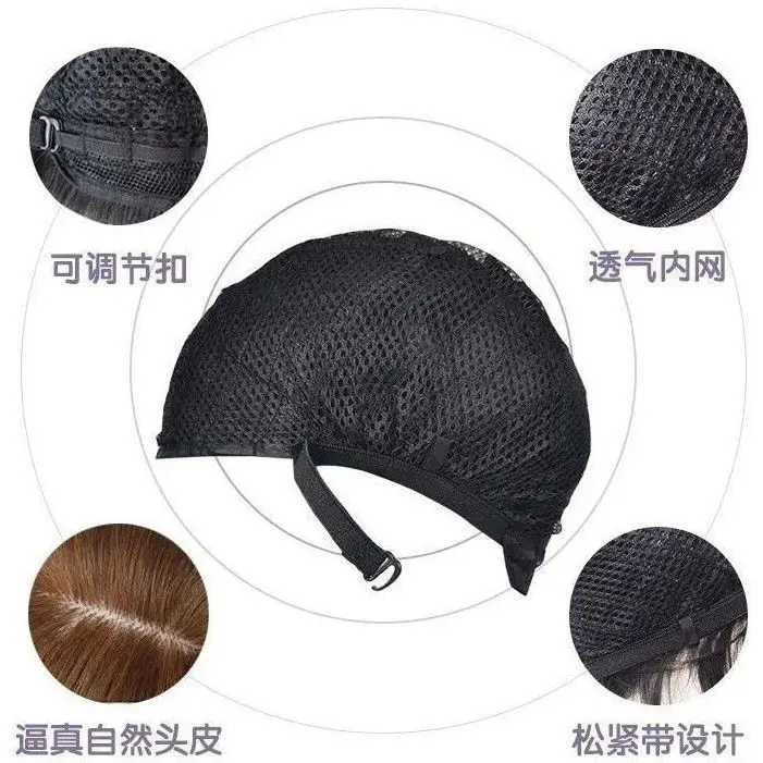 Chinese stijl pruik voor dames - melkthee grijs bruin steil haar, hoge paardenstaart volledige pet, dagelijkse oude jeugd esthetiek