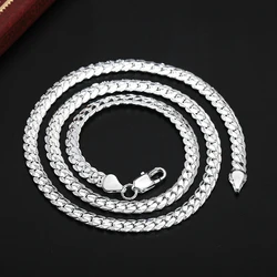 Wholesale S925 Sterling Silver 6mm Chain 16/18/20/22/24 Inch Necklace For Women Man Boy Wedding Engagement Jewelry Gifts