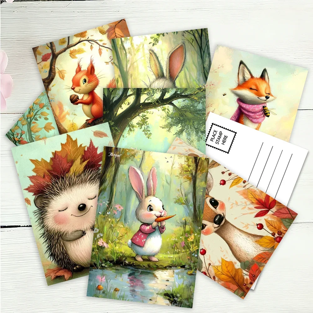 

32pcs, forest animals, postcards, decorations/greeting cards/postcards, high-definition printing, collectible and mailable
