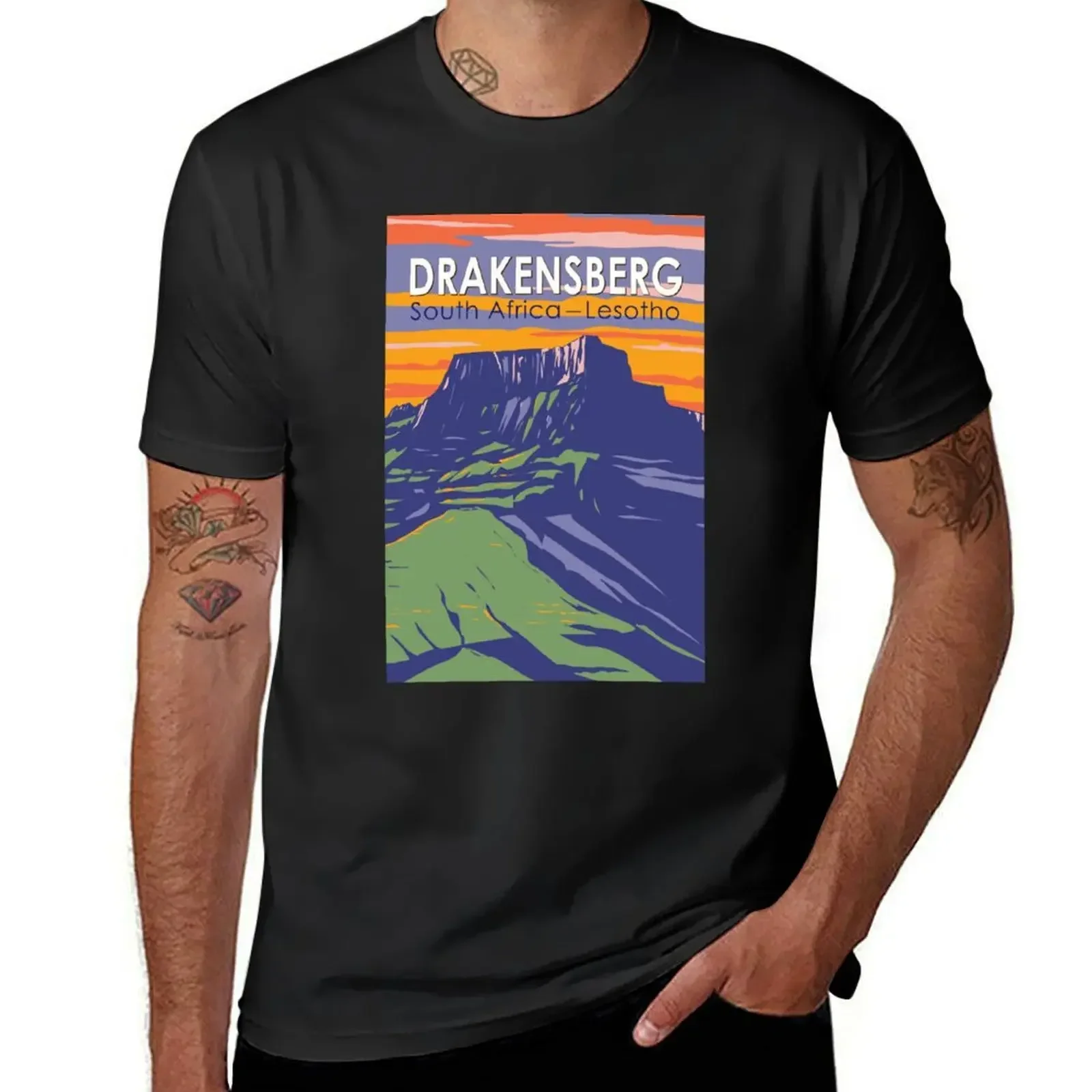 Drakensberg South Africa Lesotho Travel Art Vintage T-Shirt kawaii clothes sweat t shirts for men pack