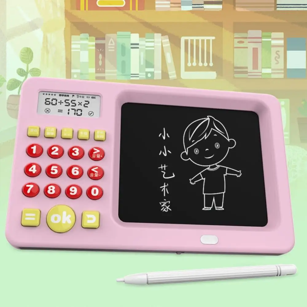 Calculatrice d'enseignement des mathématiques 2 en 1, écran LCD, calculatrice éducative, planche d'écriture, dessin Portable, planche à dessin pour enfants