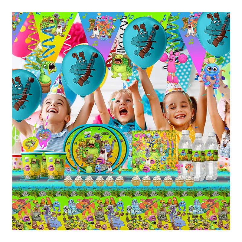 

Game My Singing Monsters Theme Birthday Party Decorations Cartoon Party Supplies Balloons Disposable Tableware Set for Kids Gift